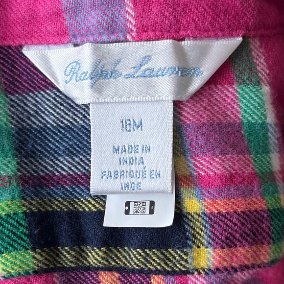 •Ralph Lauren• Girls Flannel Plaid Dress - Size 18 Months - Picture 2 of 6